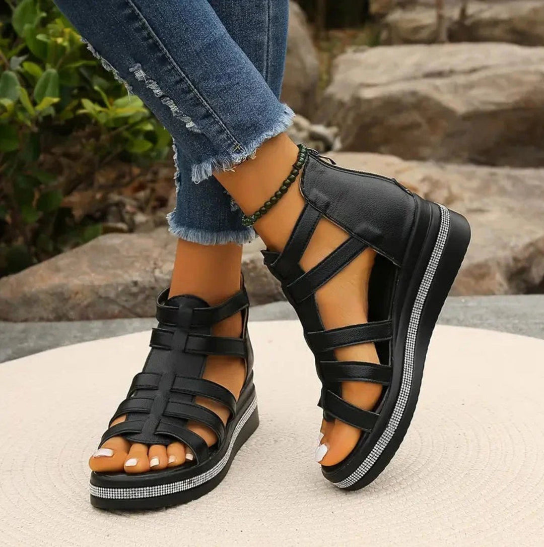 Audrey | Women's Elegant Wedge Sandals - Black
