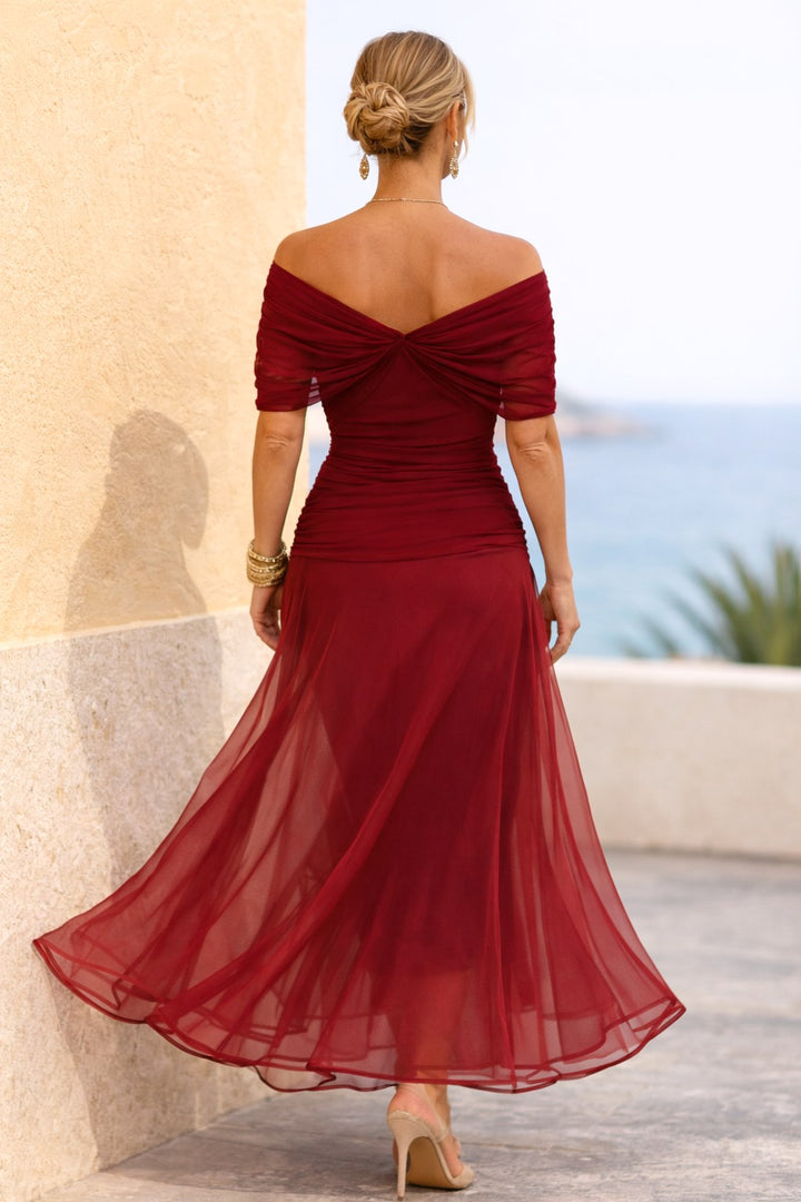 Aurelie | Women's V-Neck Chiffon Maxi Dress, Flowing Ankle-Length Dress | Animated Apparel