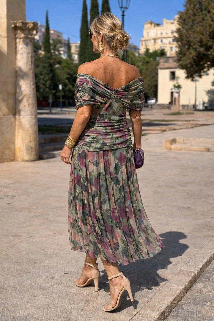 Aurelie | Women's V-Neck Chiffon Maxi Dress, Flowing Ankle-Length Dress | Animated Apparel