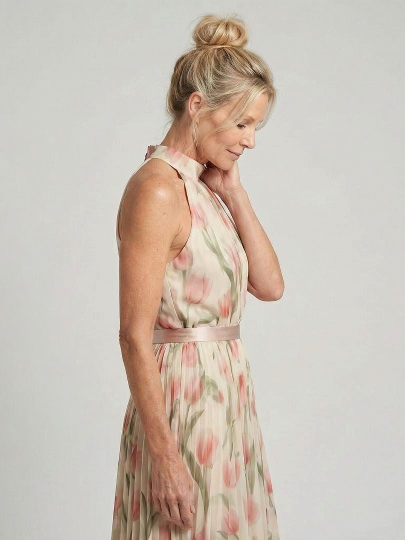 Aurelle | Women's Halter Neck Floral Midi Dress - image 2