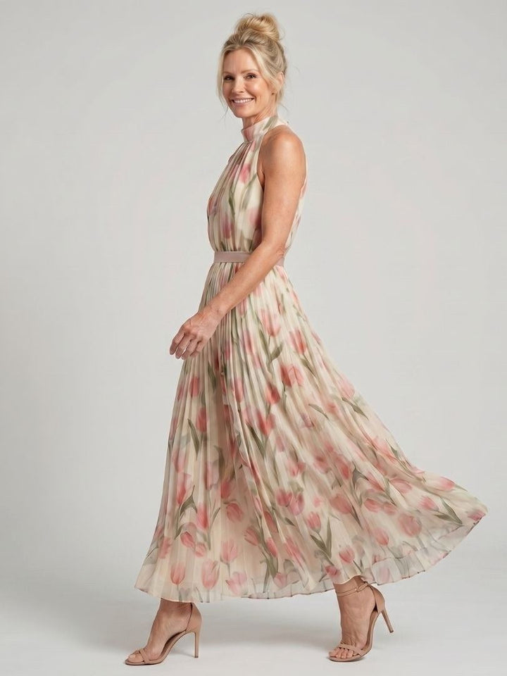 Aurelle | Women's Halter Neck Floral Midi Dress - image 4