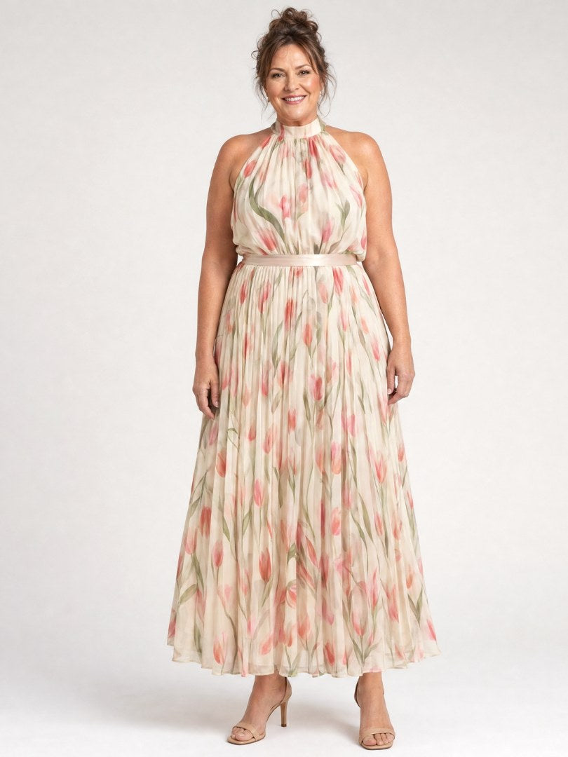 Aurelle | Women's Halter Neck Floral Midi Dress - image 8