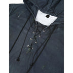 Austin | Men's Skull Graphic Hoodie with Lace-Up Front, Bold Statement Hoodie | Animated Apparel