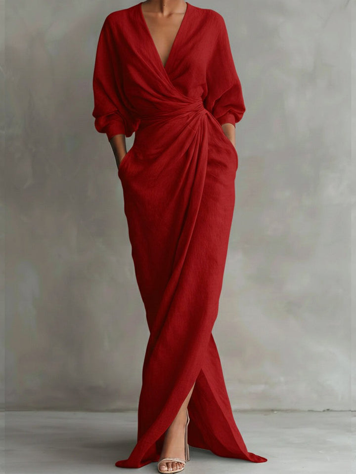 Avalyn | Women's Elegant Midi Dress - Red