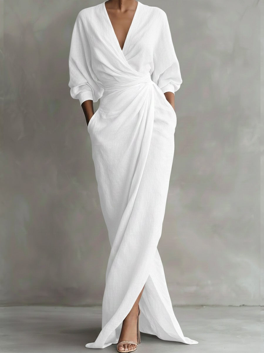 Avalyn | Women's Elegant Midi Dress - White