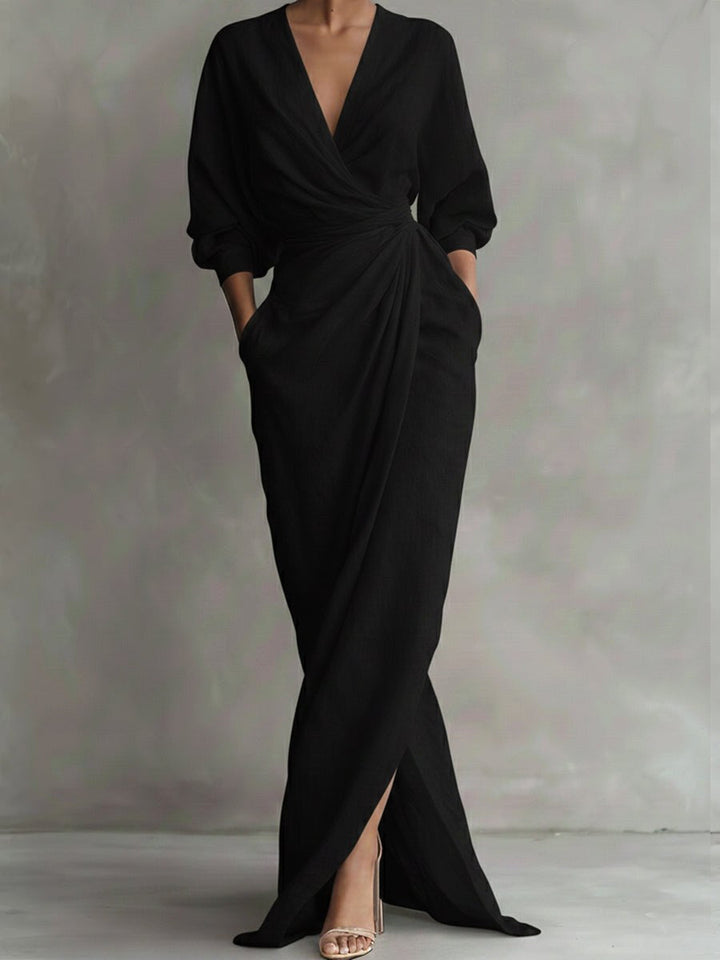 Avalyn | Women's Elegant Midi Dress - Black
