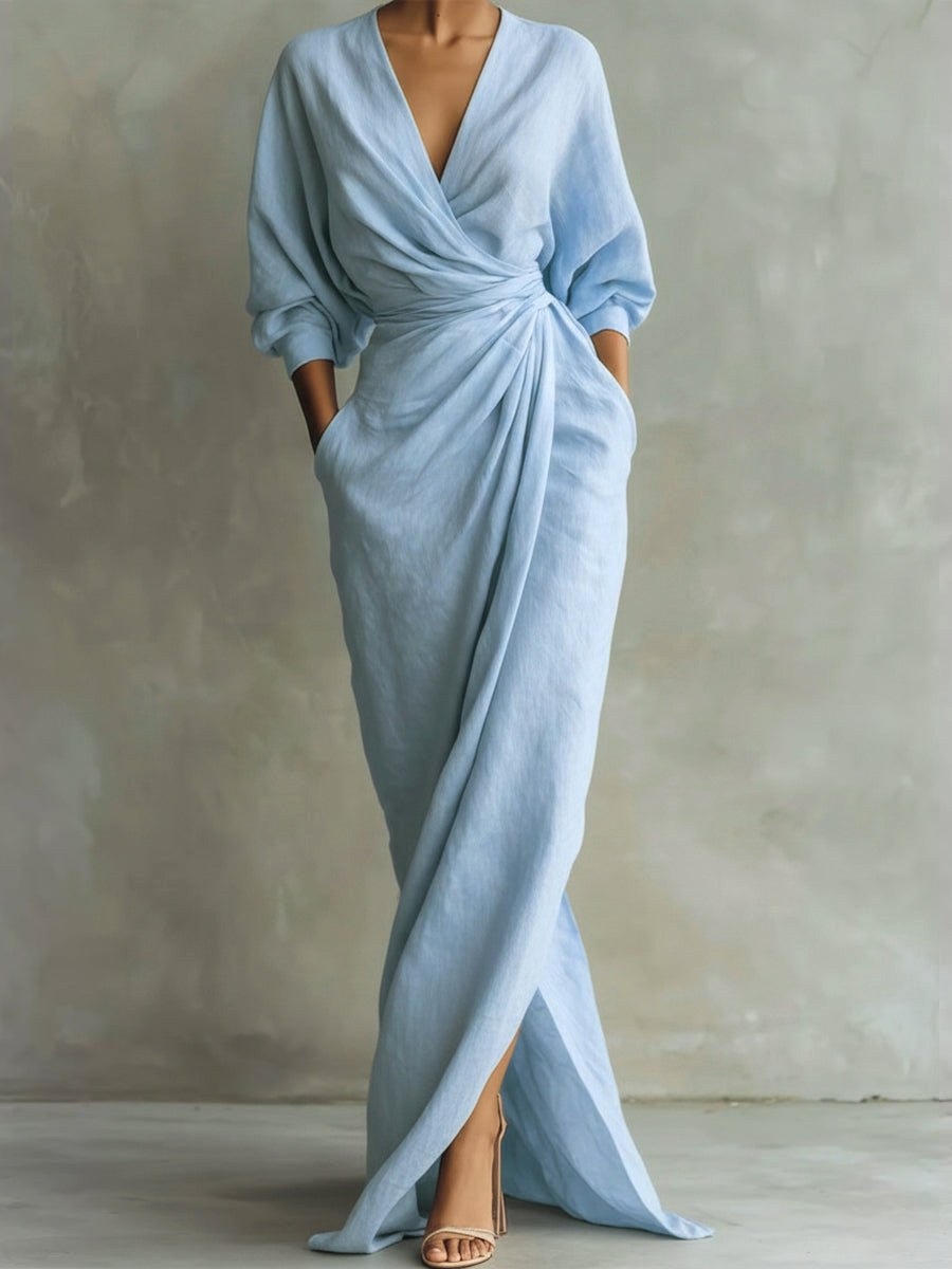 Avalyn | Women's Elegant Midi Dress - LightBlue
