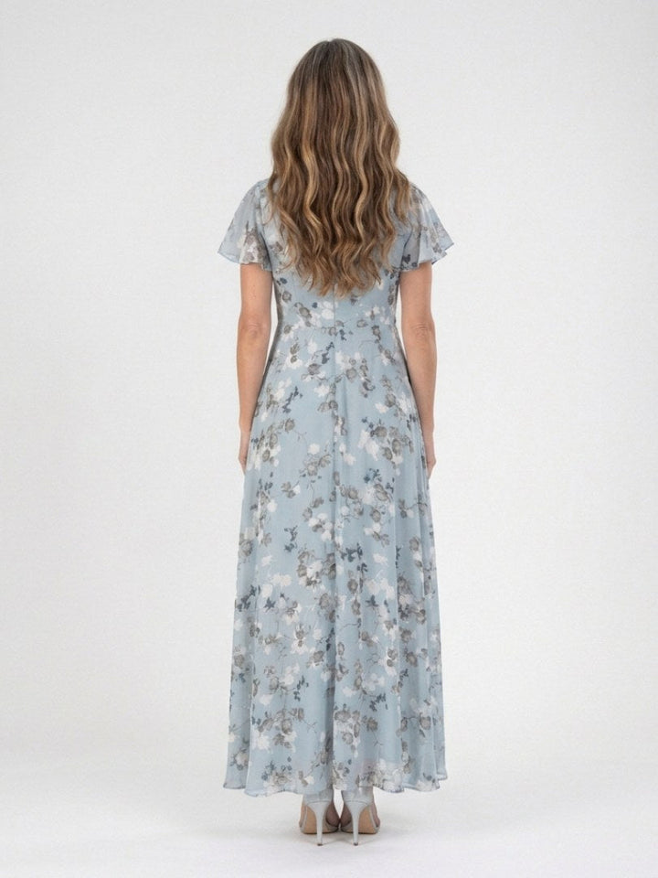 Avelisse | Women's Floral Chiffon Maxi Dress - Pink