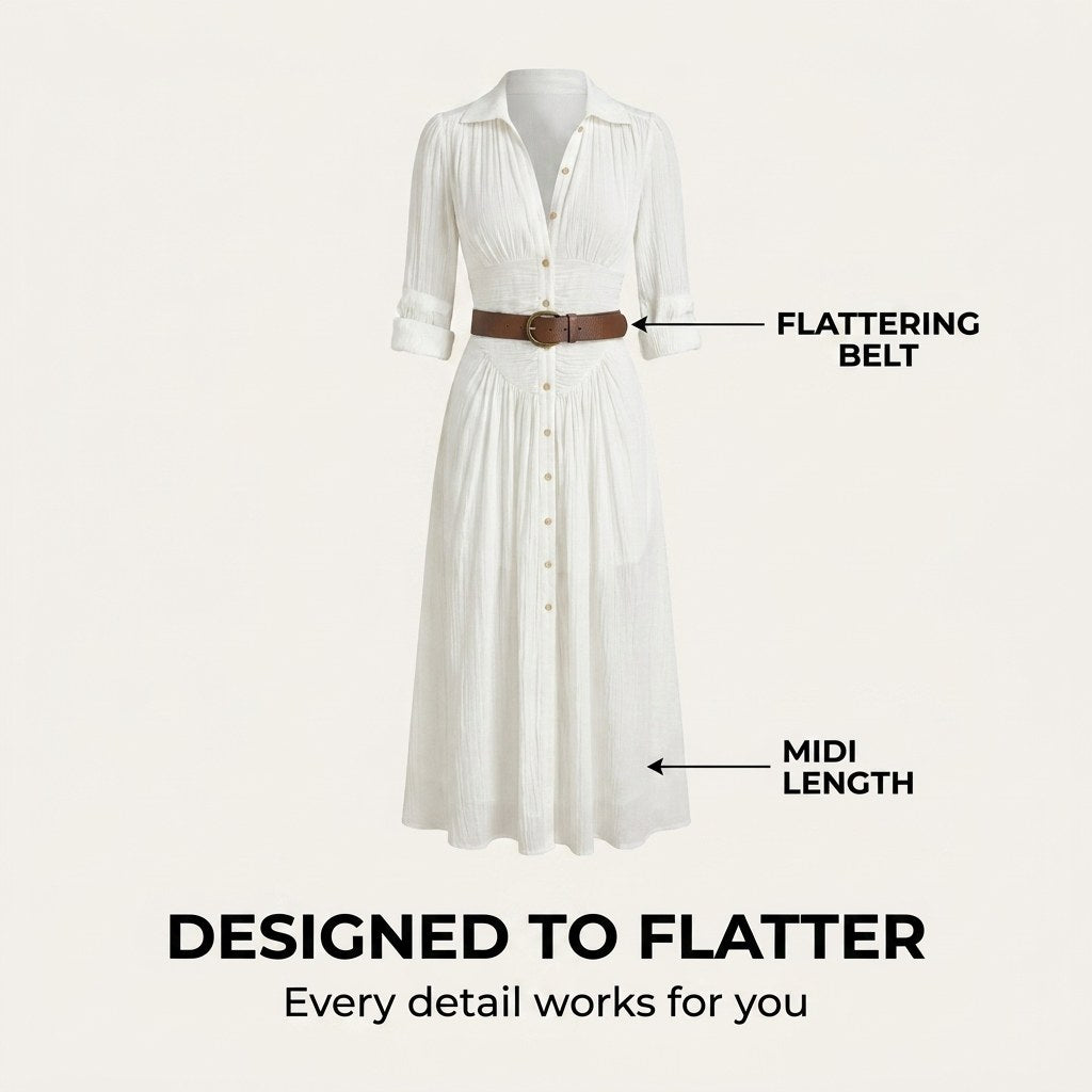 Avery | Women's Casual Midi Dress with Belt - image 11