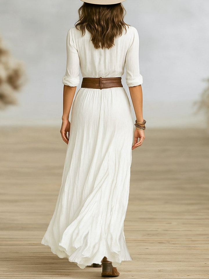 Avery | Women's Casual Midi Dress with Belt - image 3