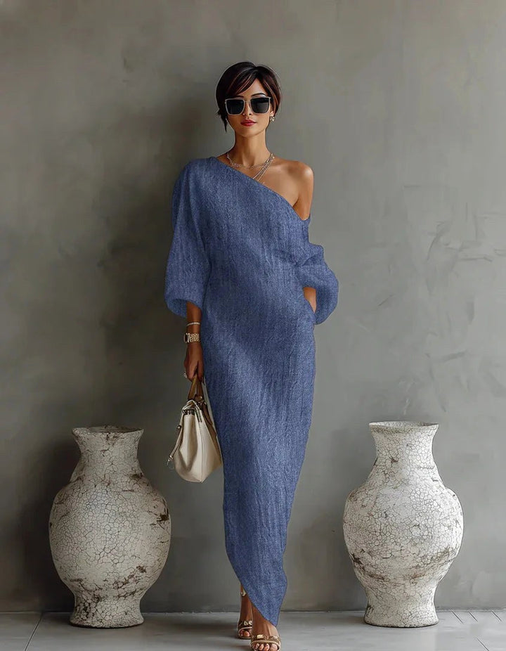 Avery | Women's Linen One-Shoulder Asymmetrical Dress - image 5