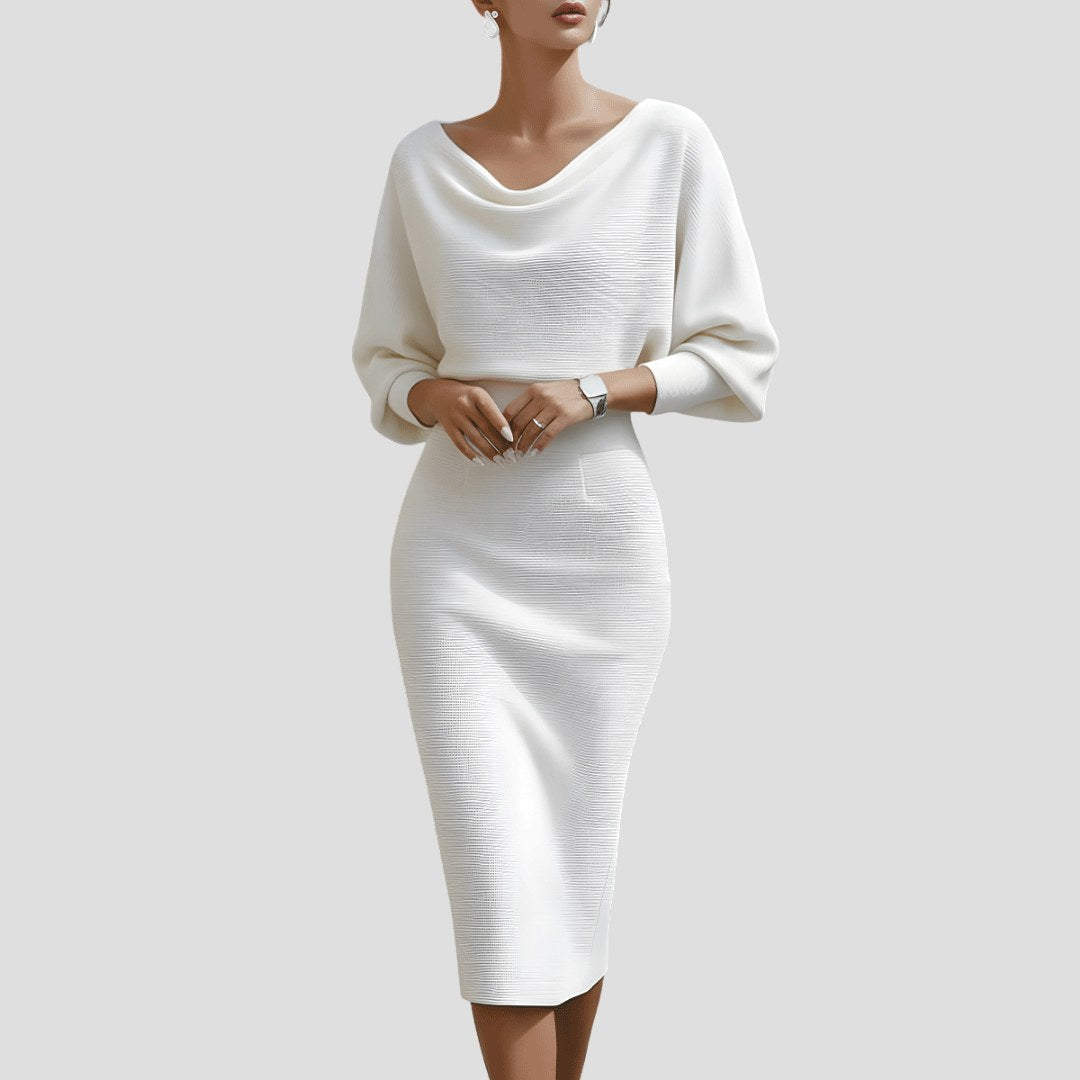 Avery | Women's Luxurious Midi Dress - White