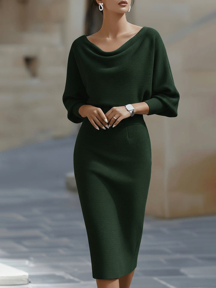 Avery | Women's Luxurious Midi Dress - Navy Blue