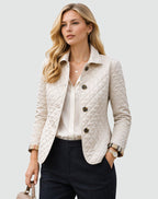 Kinsley | Women's Quilted Button-Front Jacket, Lightweight Mid-Season Coat | Animated Apparel | White