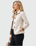 Alice | Women's Quilted Button-Front Jacket, Lightweight Structured Coat | Animated Apparel | Green