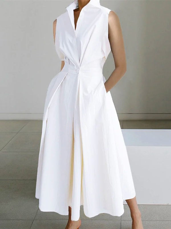Avery | Women's Sleeveless Midi Dress with Collar - image 1