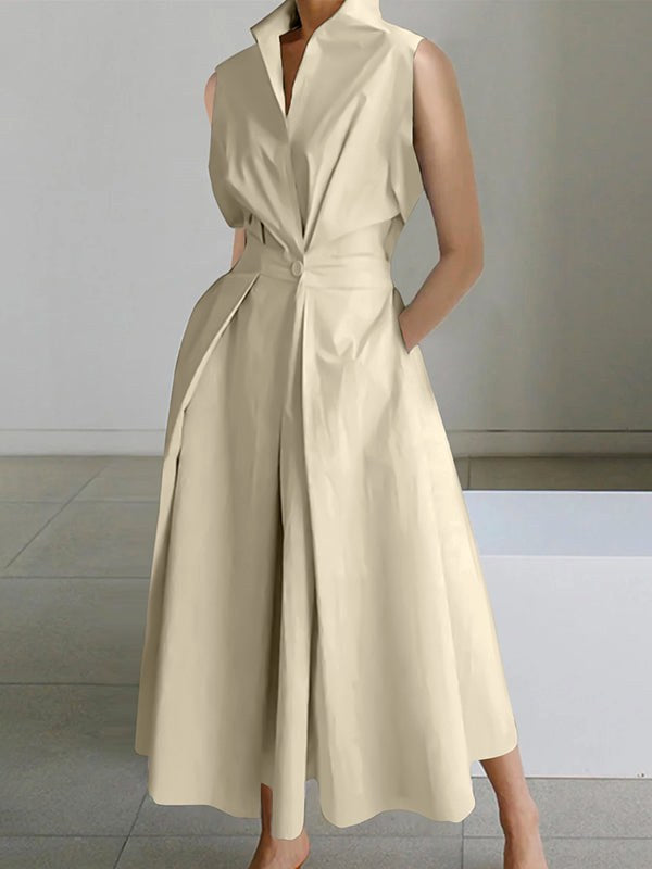 Avery | Women's Sleeveless Midi Dress with Collar - image 2