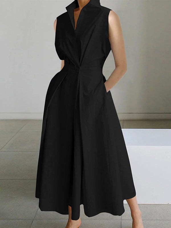 Avery | Women's Sleeveless Midi Dress with Collar - image 3