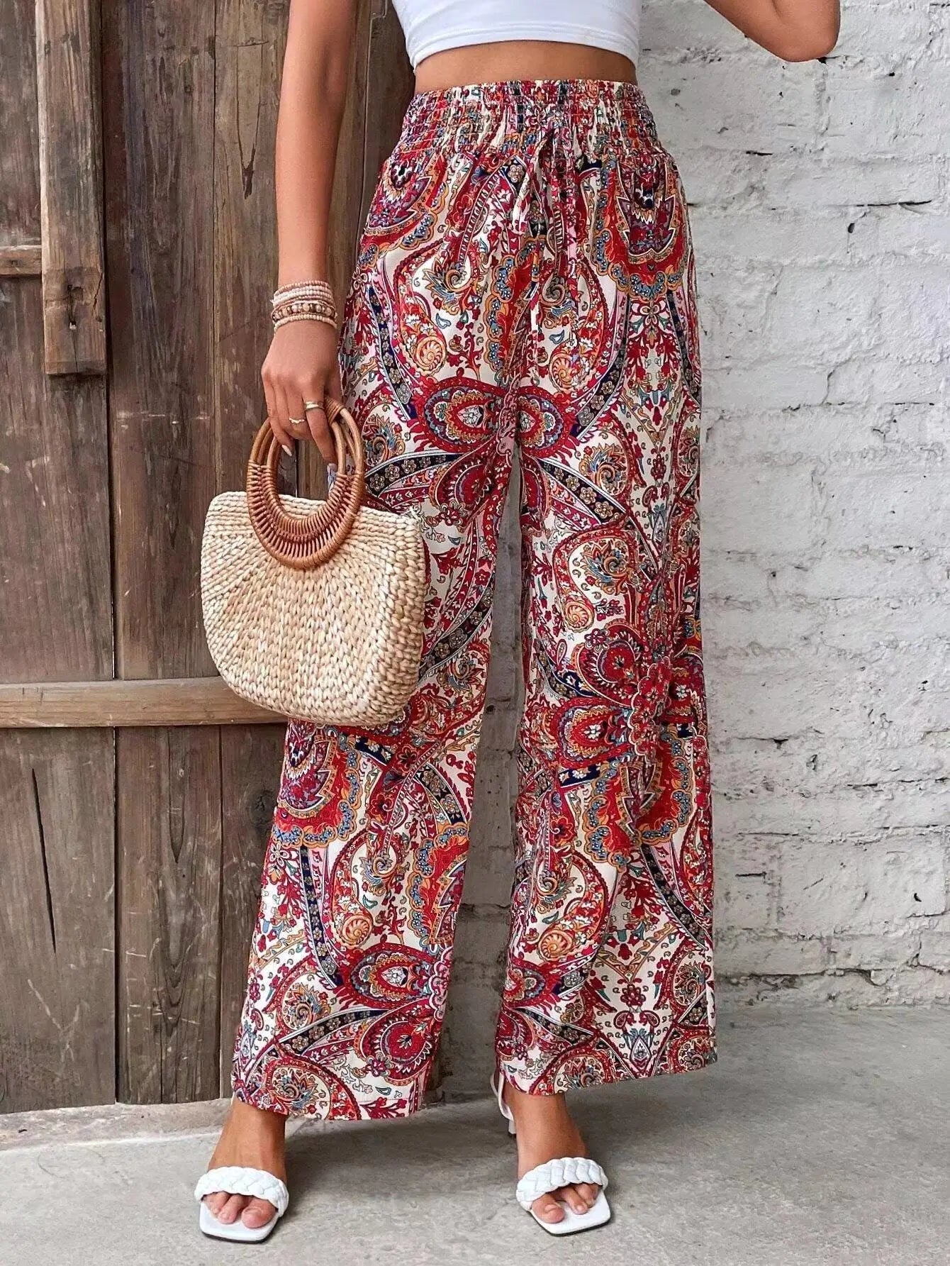 Avery | Women's Vintage Printed Wide-Leg Pants - image 10