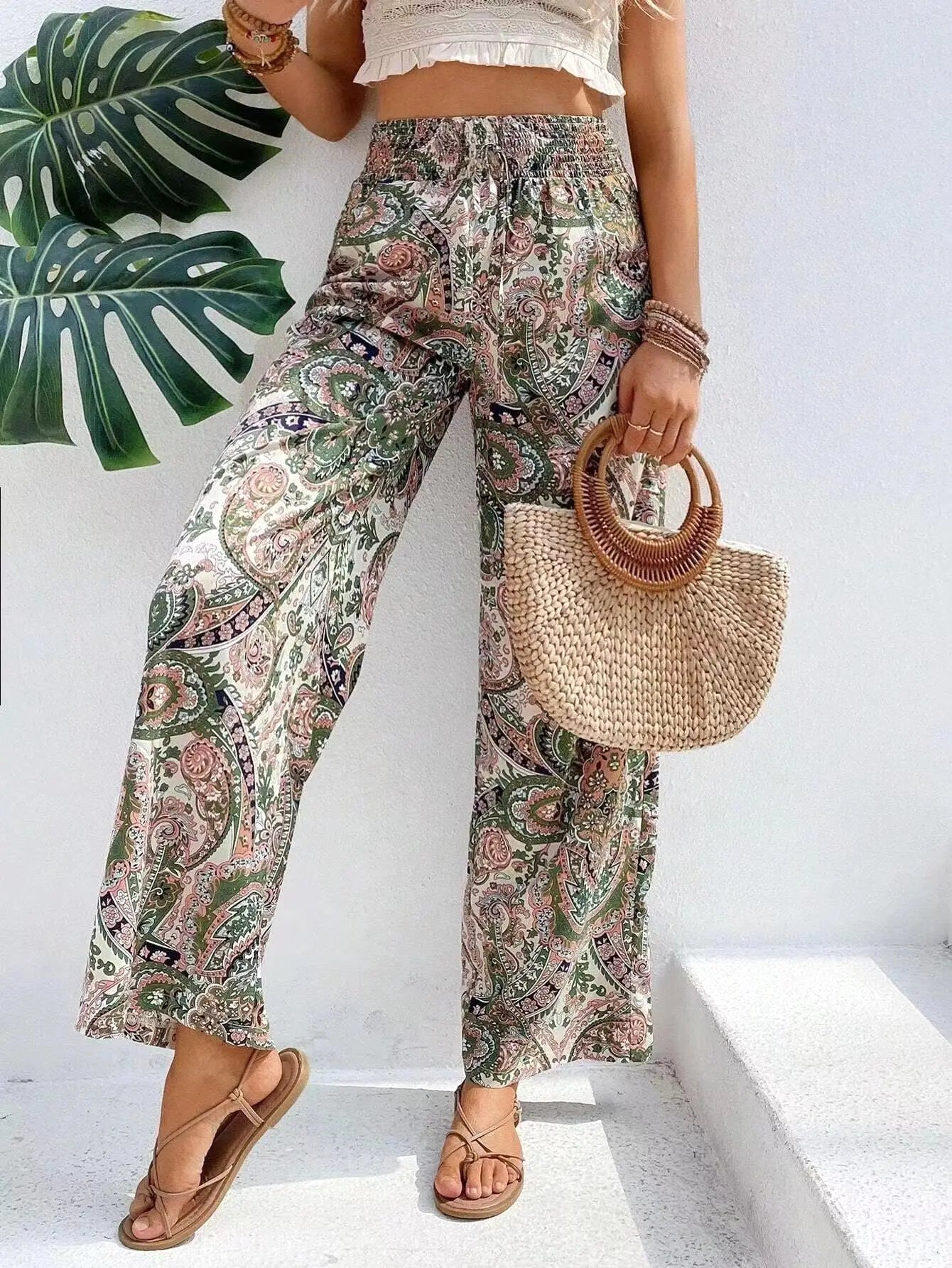 Avery | Women's Vintage Printed Wide-Leg Pants - image 6