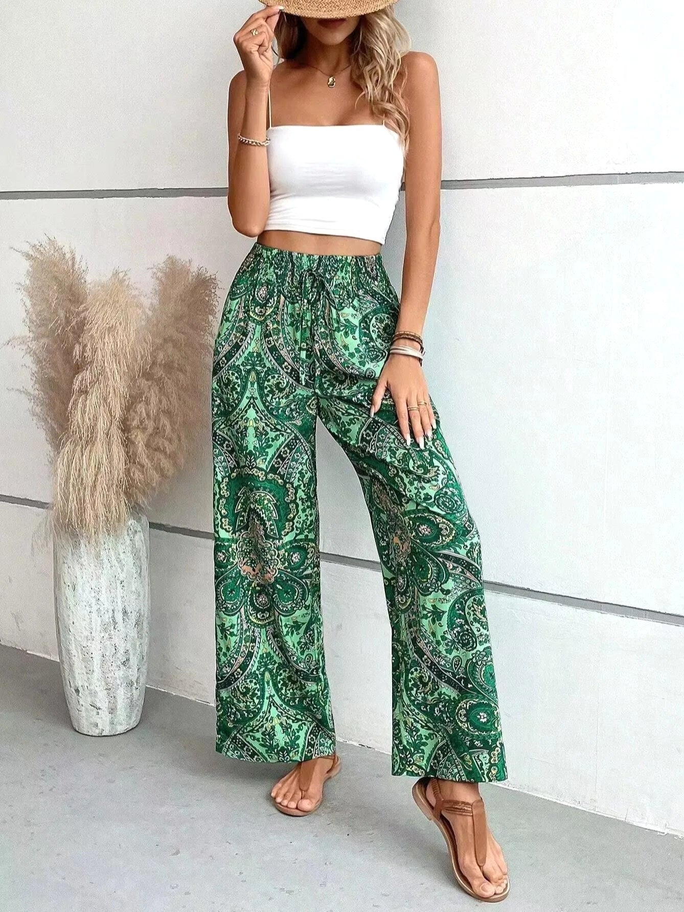 Avery | Women's Vintage Printed Wide-Leg Pants - image 8
