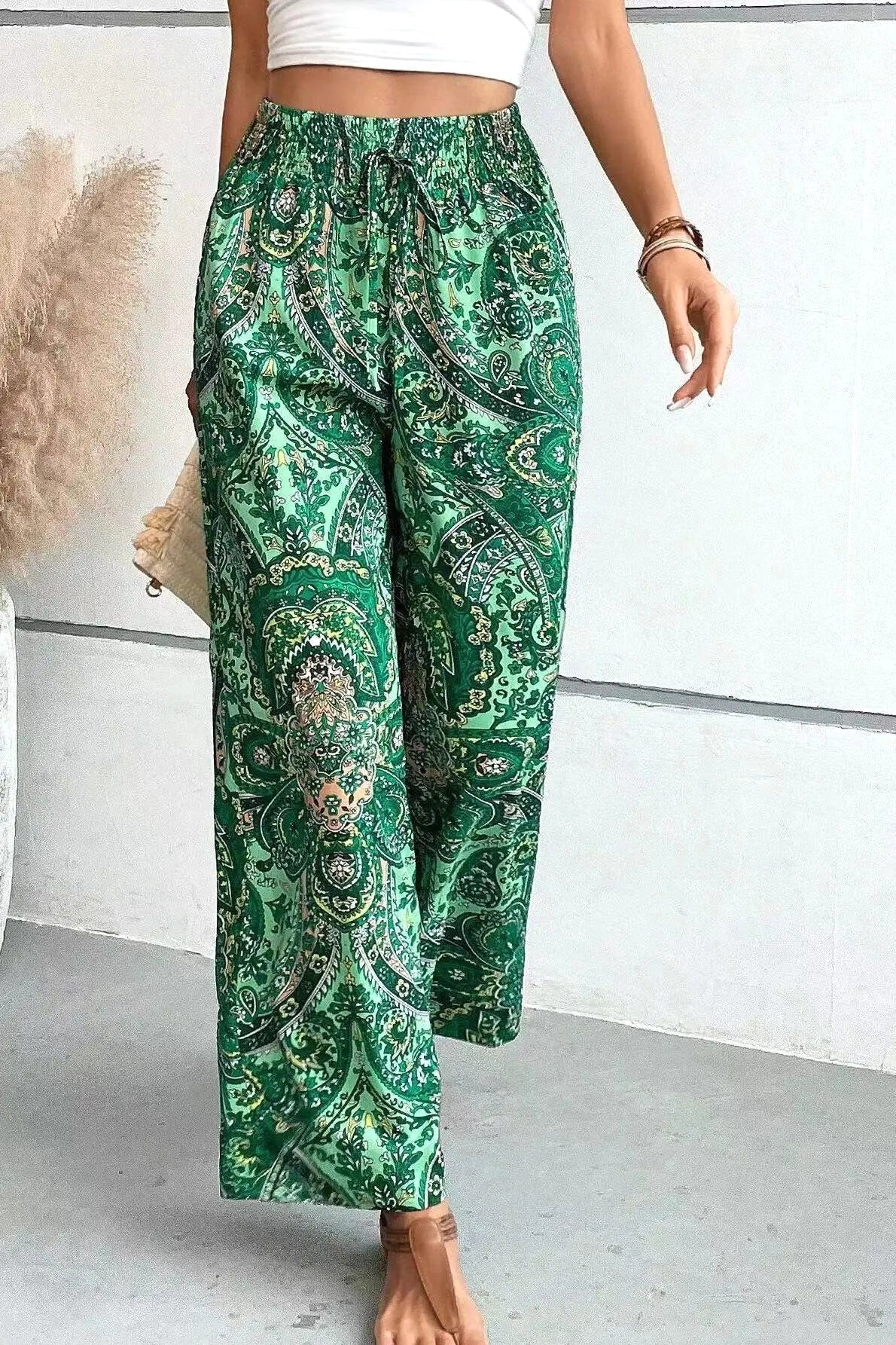Avery | Women's Vintage Printed Wide-Leg Pants - image 9