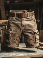 Benedict | Men's Vintage Cargo Shorts, Relaxed-Fit Utility Shorts | Animated Apparel | Black