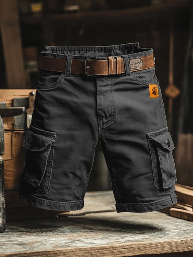 Benedict | Men's Vintage Cargo Shorts, Relaxed-Fit Utility Shorts | Animated Apparel