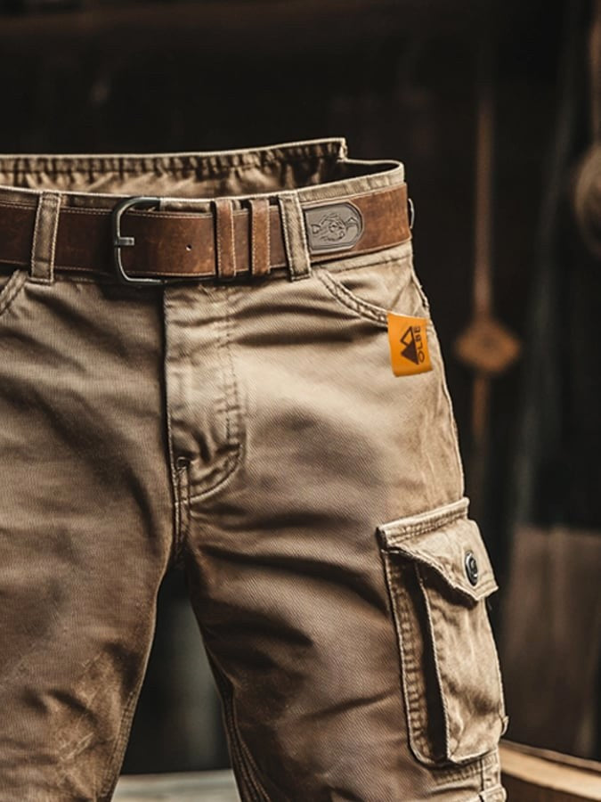 Benedict | Men's Vintage Cargo Shorts, Relaxed-Fit Utility Shorts | Animated Apparel