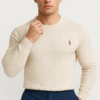 Michael | Men's Cable-Knit Jumper, Classic Textured Crew Neck Jumper | Animated Apparel