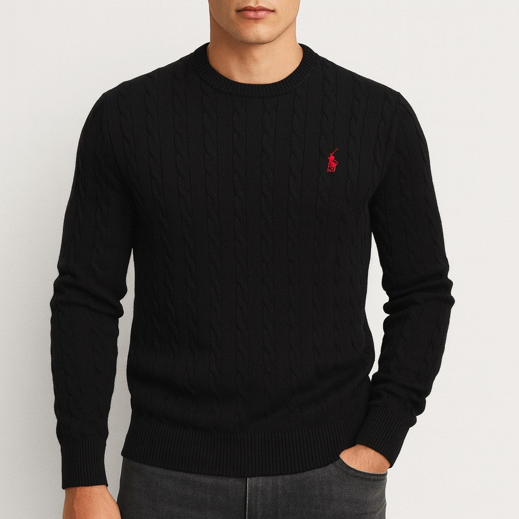 Michael | Men's Cable-Knit Jumper, Classic Textured Crew Neck Jumper | Animated Apparel