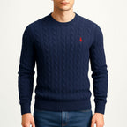 Michael | Men's Cable-Knit Jumper, Classic Textured Crew Neck Jumper | Animated Apparel