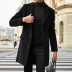 Bennett | Men's Single-Breasted Wool Blend Overcoat, Tailored Autumn Coat | Animated Apparel