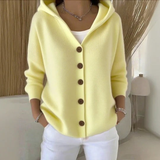 Berenice | Women's Long Sleeve Hooded Cardigan, A-Line Knit Cardigan | Animated Apparel | Pink