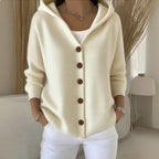 Berenice | Women's Long Sleeve Hooded Cardigan, A-Line Knit Cardigan | Animated Apparel | Green