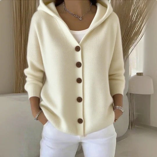 Berenice | Women's Long Sleeve Hooded Cardigan, A-Line Knit Cardigan | Animated Apparel | Green