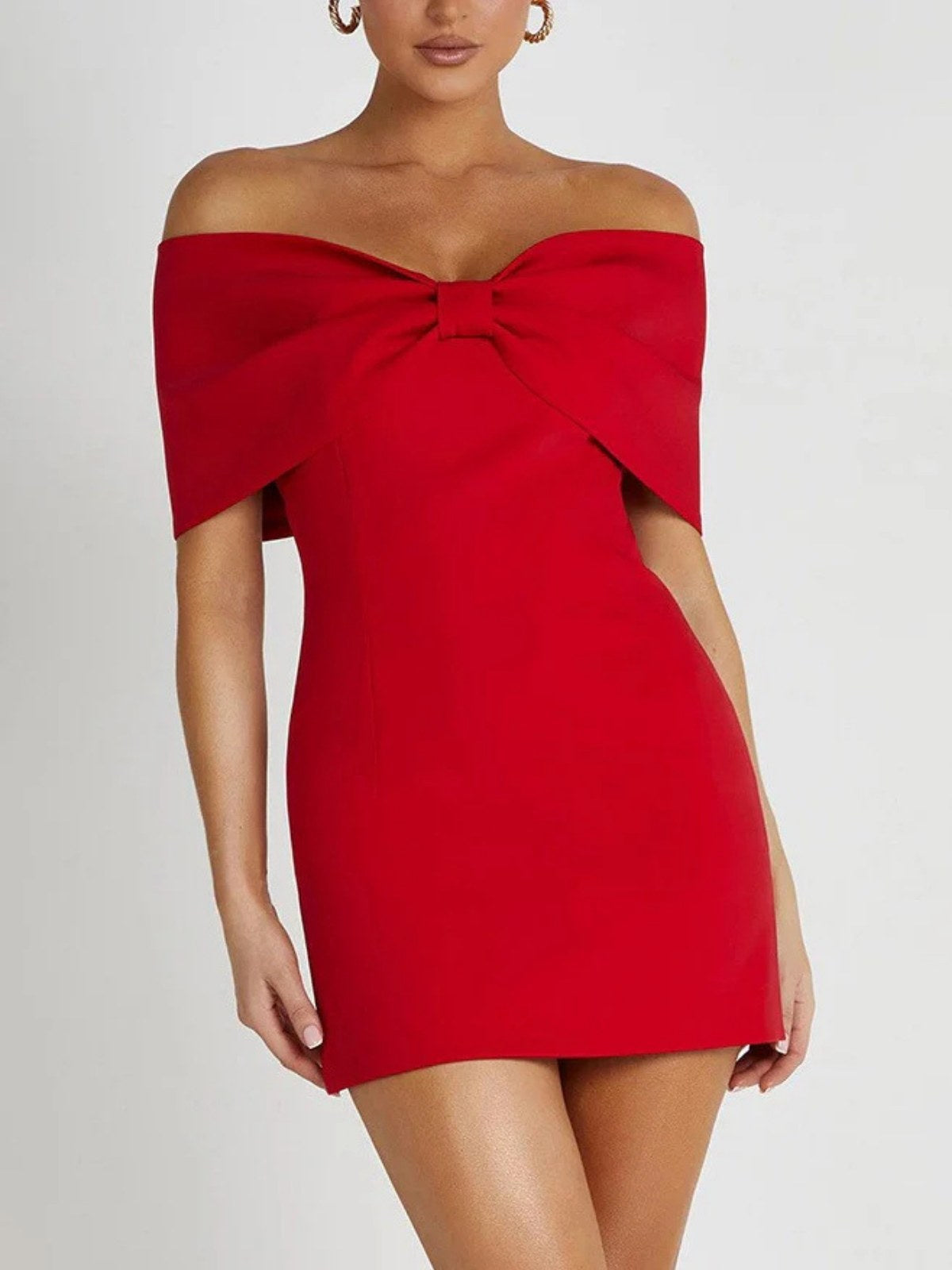 Bianca | Women's White Off-Shoulder Mini Graduation Dress - image 4