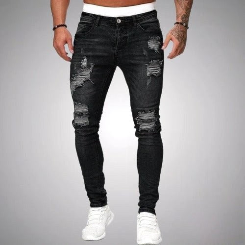 Blake | Men's Skinny Ripped Jeans, Distressed Mid-Rise Jeans | Animated Apparel