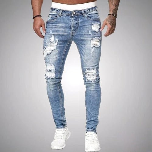 Blake | Men's Skinny Ripped Jeans, Distressed Mid-Rise Jeans | Animated Apparel