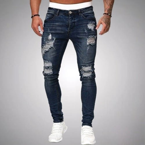 Blake | Men's Skinny Ripped Jeans, Distressed Mid-Rise Jeans | Animated Apparel