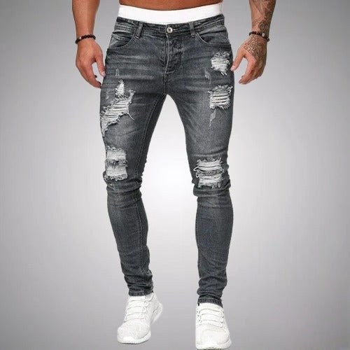 Blake | Men's Skinny Ripped Jeans, Distressed Mid-Rise Jeans | Animated Apparel