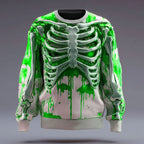 Blake | Women's Skeleton Crew Neck Sweatshirt, Halloween Graphic Sweatshirt | Animated Apparel | Green