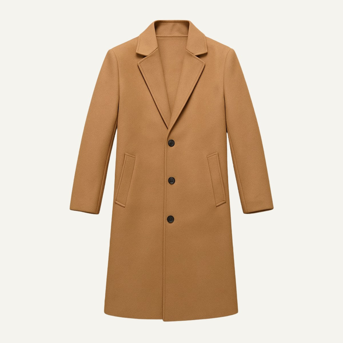Brandon | Men's Classic Wool Overcoat, Tailored Autumn Coat | Animated Apparel | Khaki