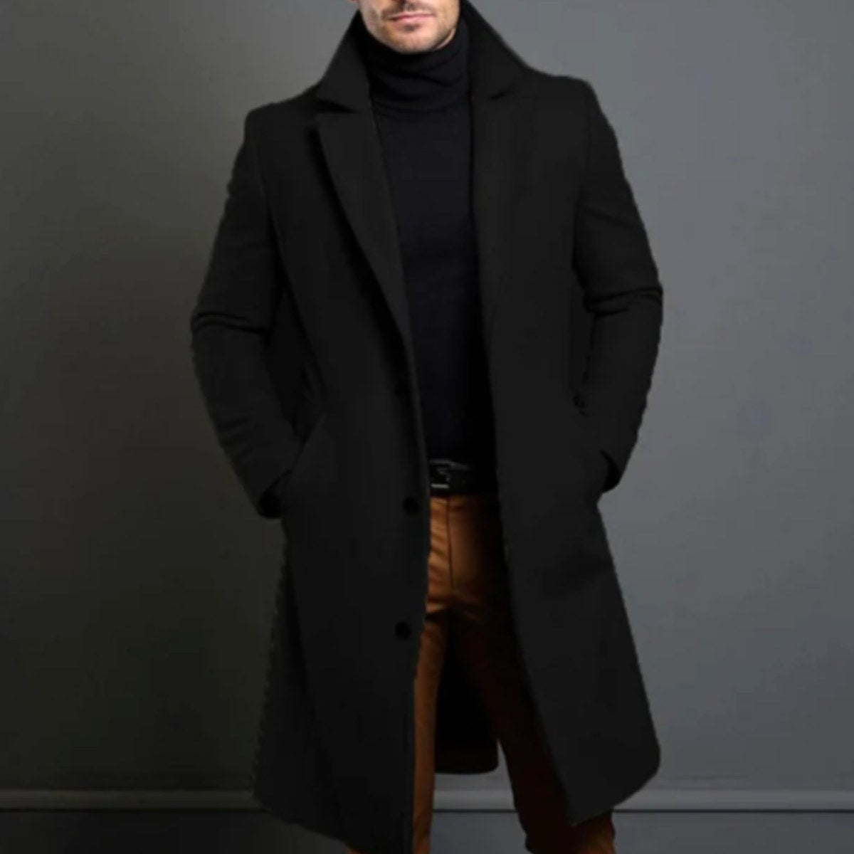 Brandon | Men's Classic Wool Overcoat, Tailored Autumn Coat | Animated Apparel