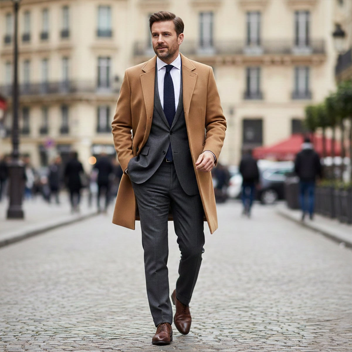 Brandon | Men's Classic Wool Overcoat, Tailored Autumn Coat | Animated Apparel