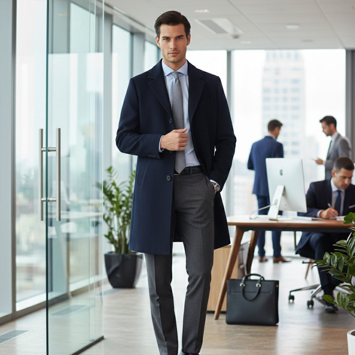 Brandon | Men's Classic Wool Overcoat, Tailored Autumn Coat | Animated Apparel