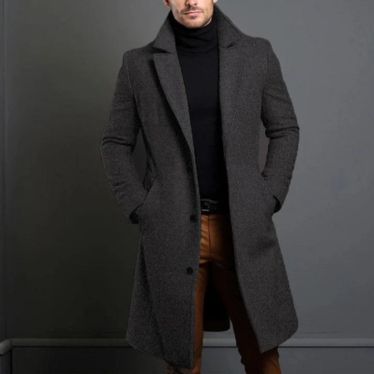 Brandon | Men's Classic Wool Overcoat, Tailored Autumn Coat | Animated Apparel