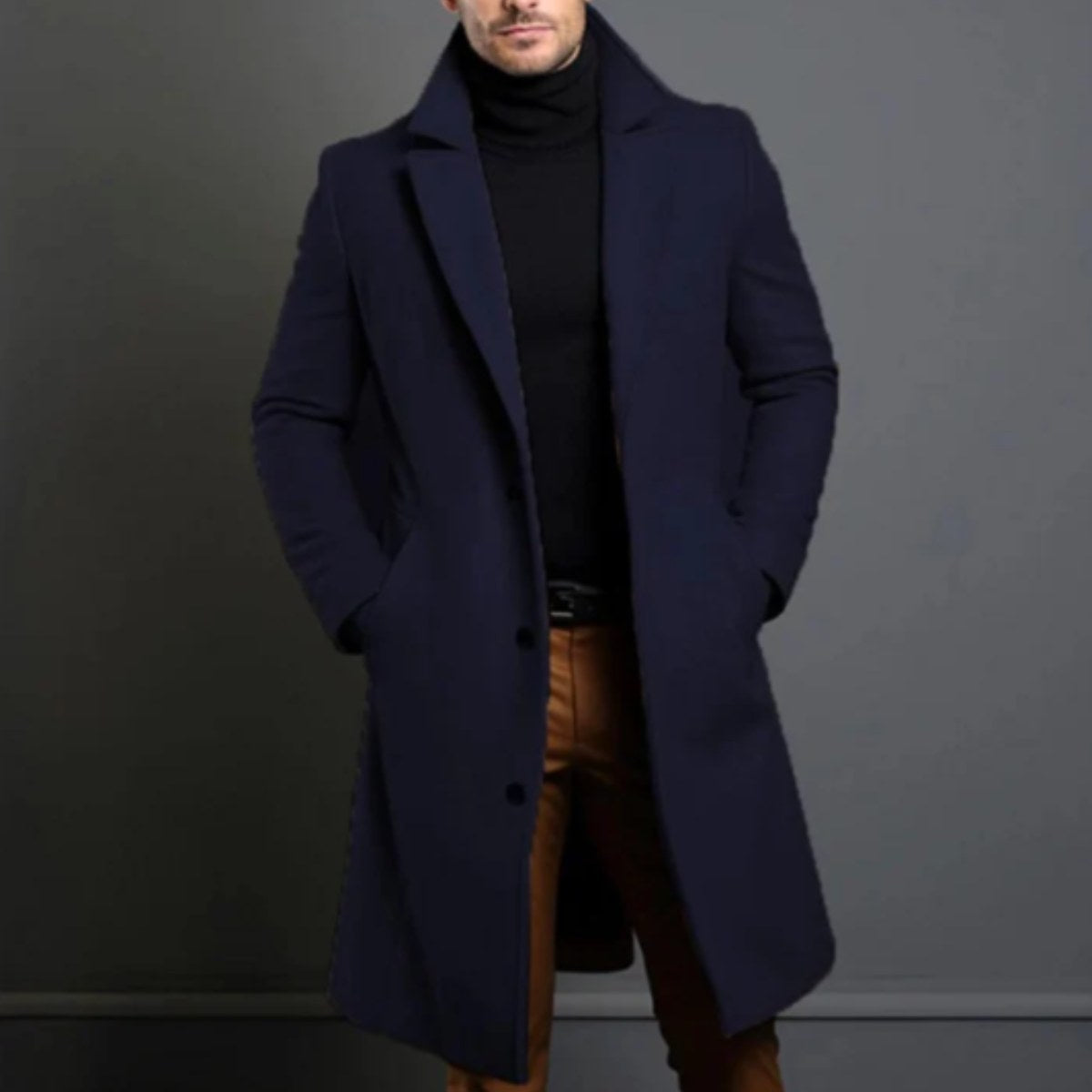 Brandon | Men's Classic Wool Overcoat, Tailored Autumn Coat | Animated Apparel