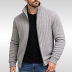 Brandon | Men's Zip Cardigan, Refined Knit Layer | Animated Apparel | Navy Blue