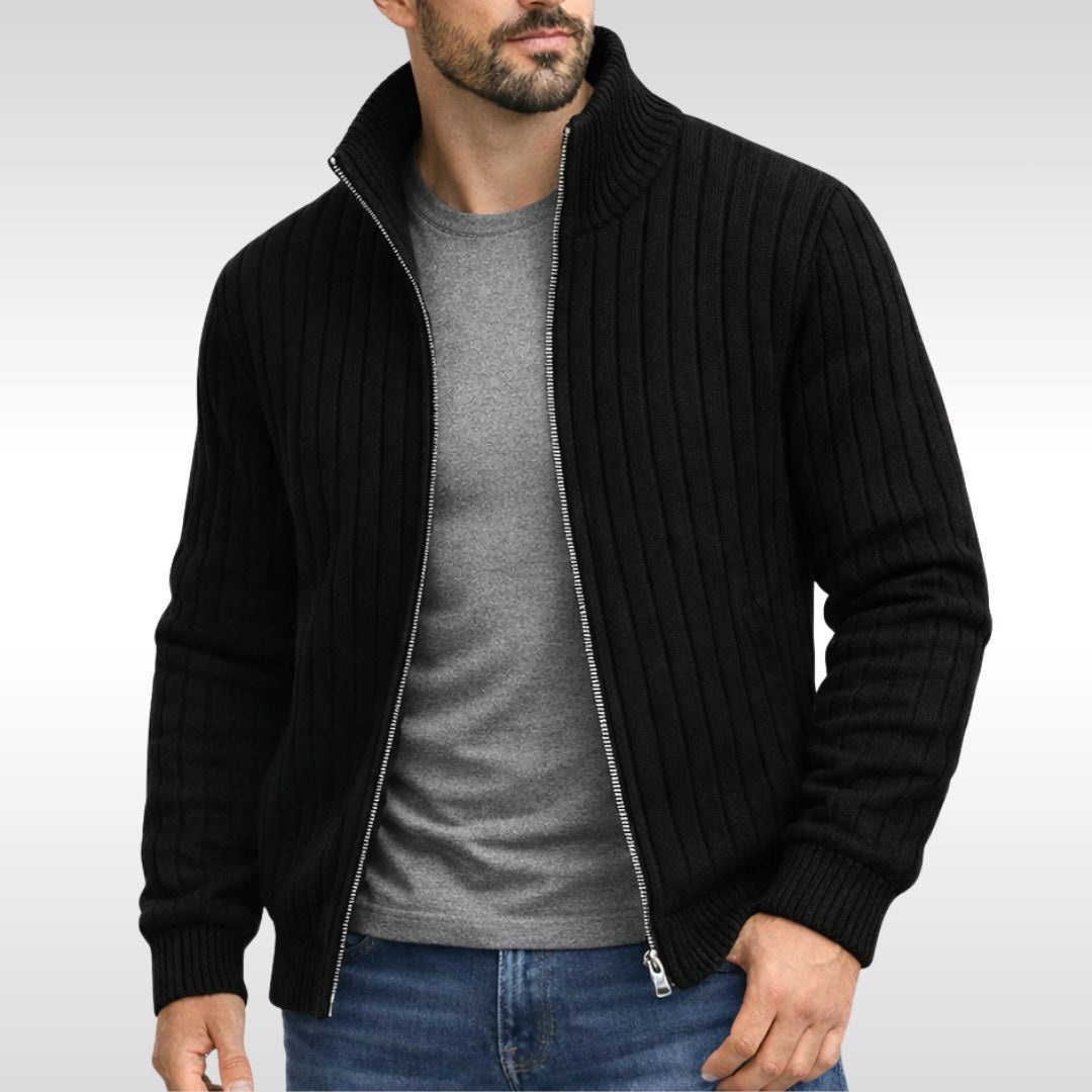 Brandon | Men's Zip Cardigan, Refined Knit Layer | Animated Apparel | Grey